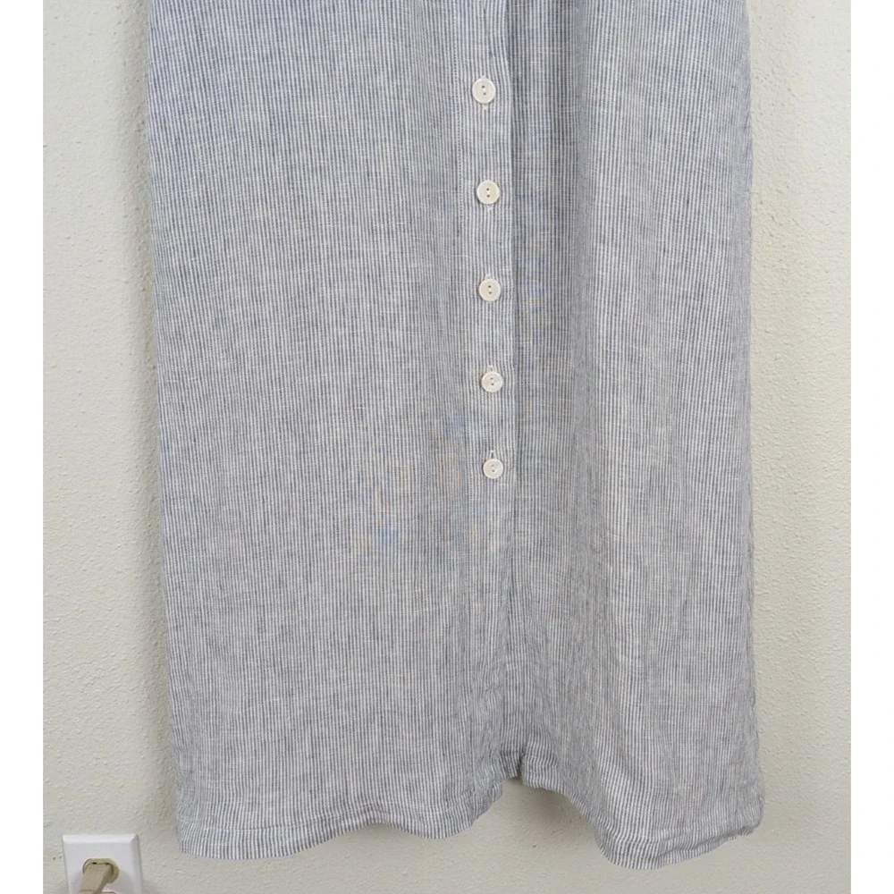 Quince Light Blue Striped Midi Shirt Dress - Picture 3 of 6